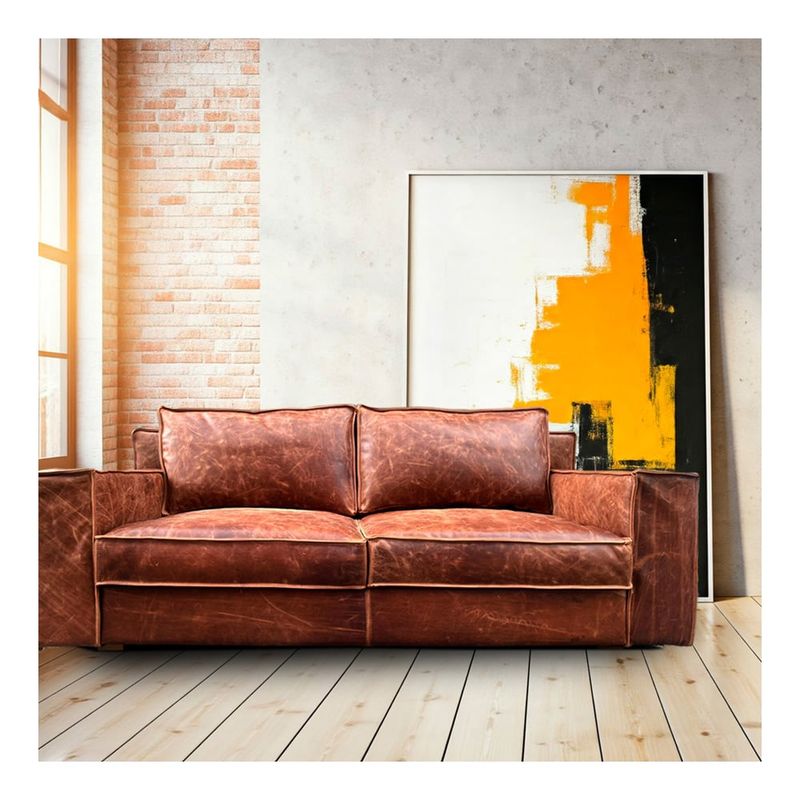 22 GRADOS DECORACION - Sofa GNR 200x100cm en Cuero Natural 22Grados Decoracion