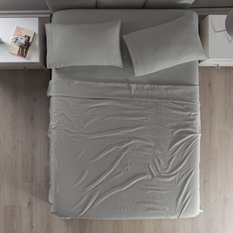 VIANNEY - Sábanas Viasoft Washed Gris Queen Size Vianney