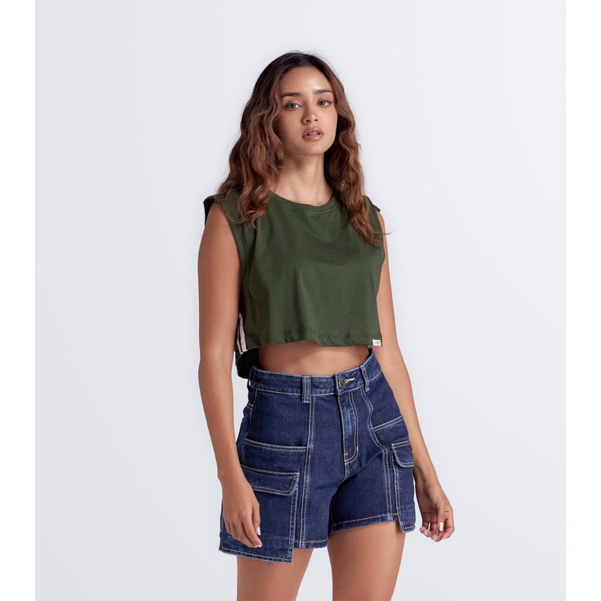 TYPER - Blusa  Manga Sisa Con Sesgos Typer