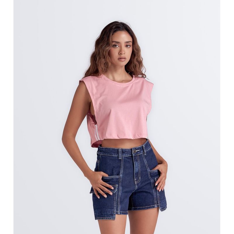 TYPER - Blusa  Manga Sisa Con Sesgos Typer