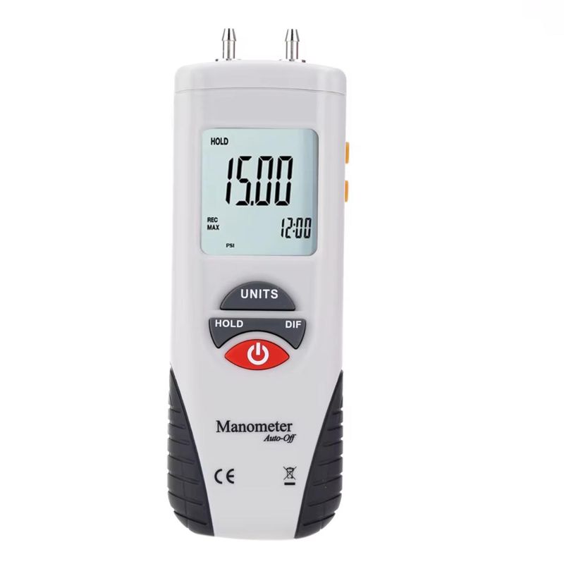 HTI - Manometro Digital Hti Ht-1890 Para Gas Y Vacio Doble Puerto