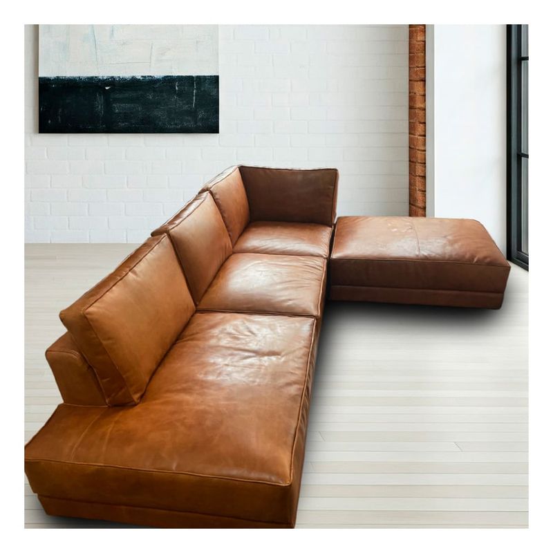 22 GRADOS DECORACION - Sofa Upsal en Cuero Natural 4metros 22grados decoracion