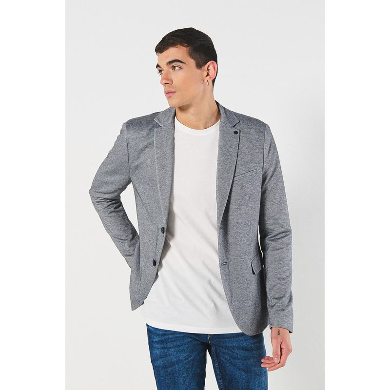 KOAJ - KOAJ Blazer azul intenso ajustado con solapas clásicas HOMBRE
