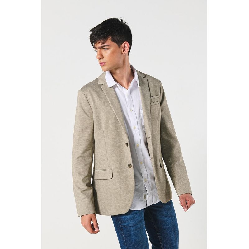 KOAJ - KOAJ Blazer kaky texturizado con solapas y botones en frente. HOMBRE