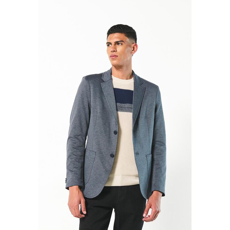 KOAJ - KOAJ Blazer gris con bolsillos de ribete y cierre con botón HOMBRE