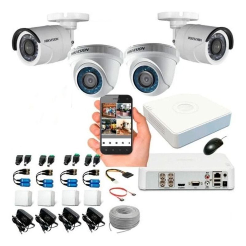 HILOOK - Kit Hikvision Dvr 4ch + 4 Cámaras 1080p + Cable