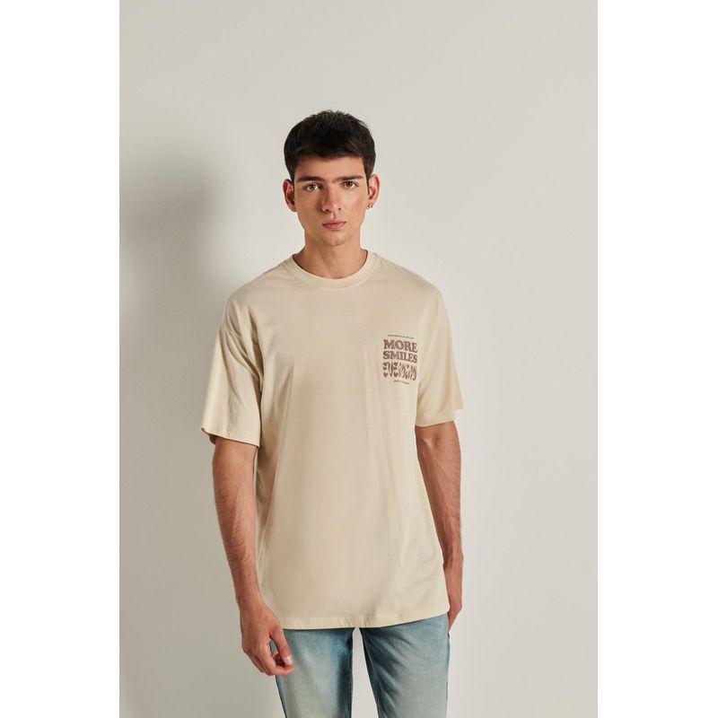 KOAJ - KOAJ Camiseta kaky clara oversize con estampados localizados y HOMBRE