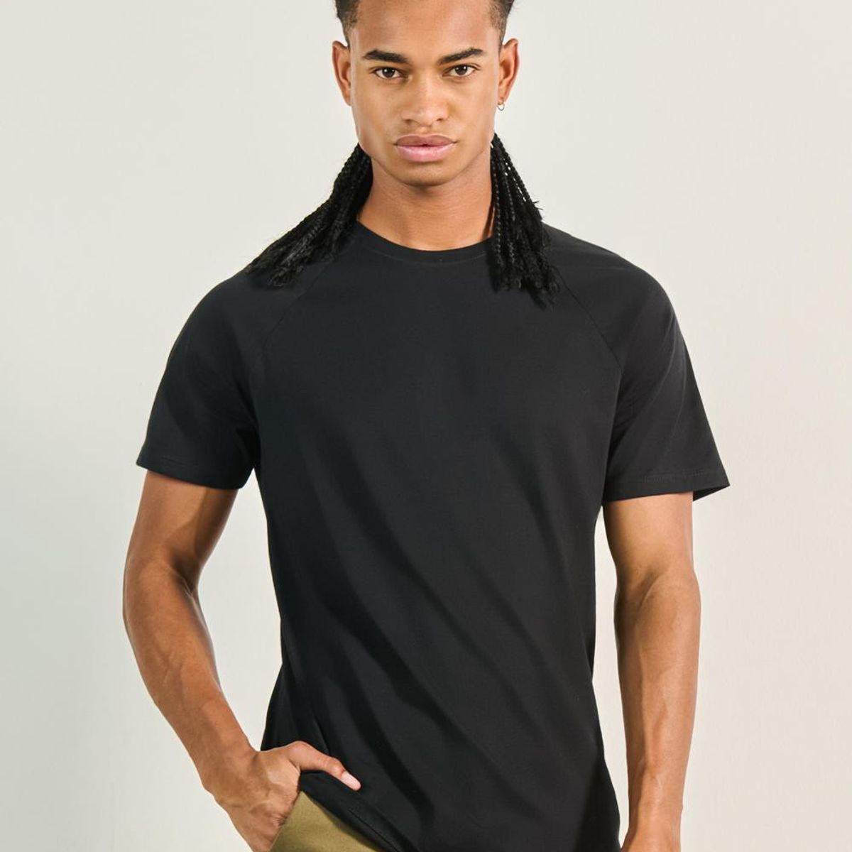 KOAJ - KOAJ Camiseta manga ranglan corta unicolor con cuello redon Hombre