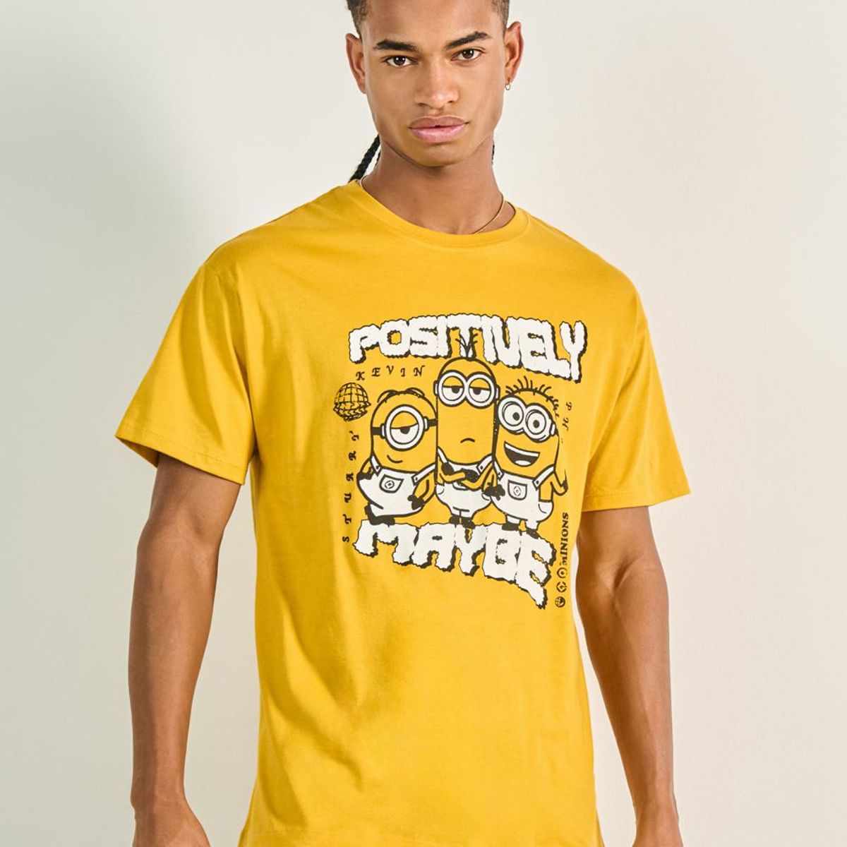 KOAJ - KOAJ Camiseta amarilla manga corta con diseño de Minions Hombre