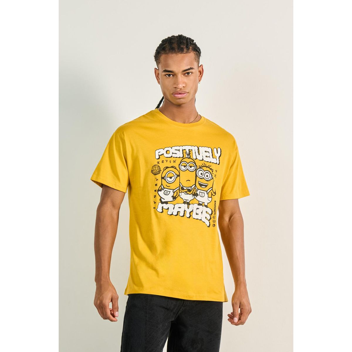 KOAJ - KOAJ Camiseta amarilla manga corta con diseño de Minions Hombre