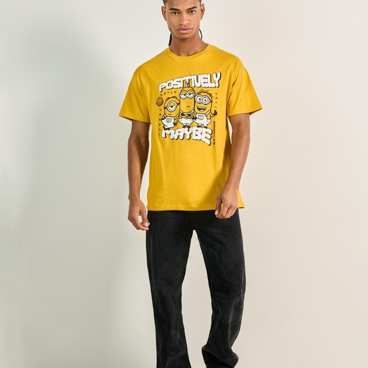 KOAJ - KOAJ Camiseta amarilla manga corta con diseño de Minions Hombre