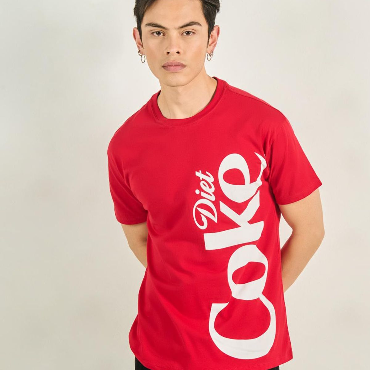 KOAJ - KOAJ Camiseta roja oscura manga corta con diseño de Coca-Co Hombre