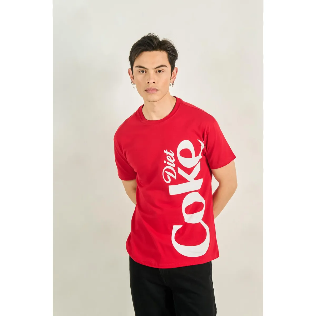 KOAJ - KOAJ Camiseta roja oscura manga corta con diseño de Coca-Co Hombre