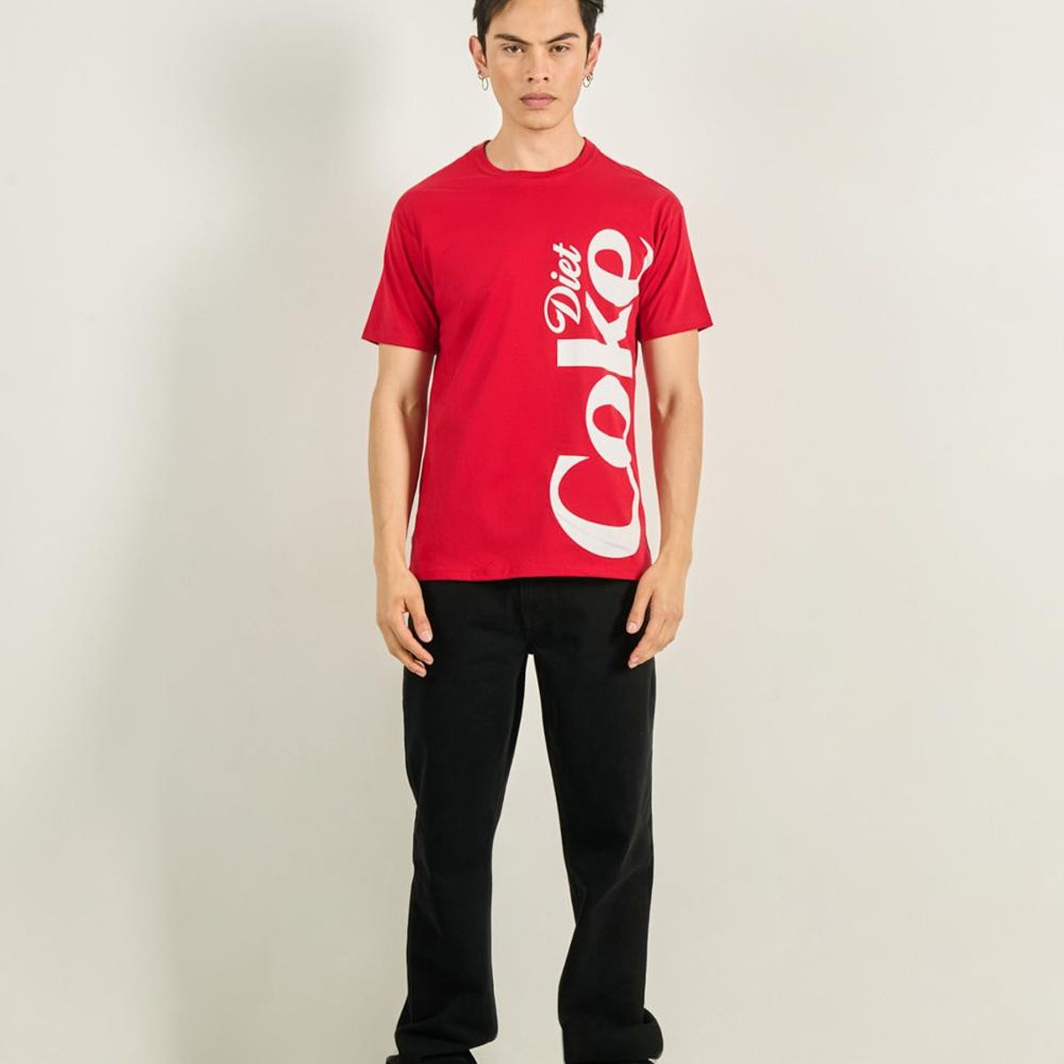 KOAJ - KOAJ Camiseta roja oscura manga corta con diseño de Coca-Co Hombre