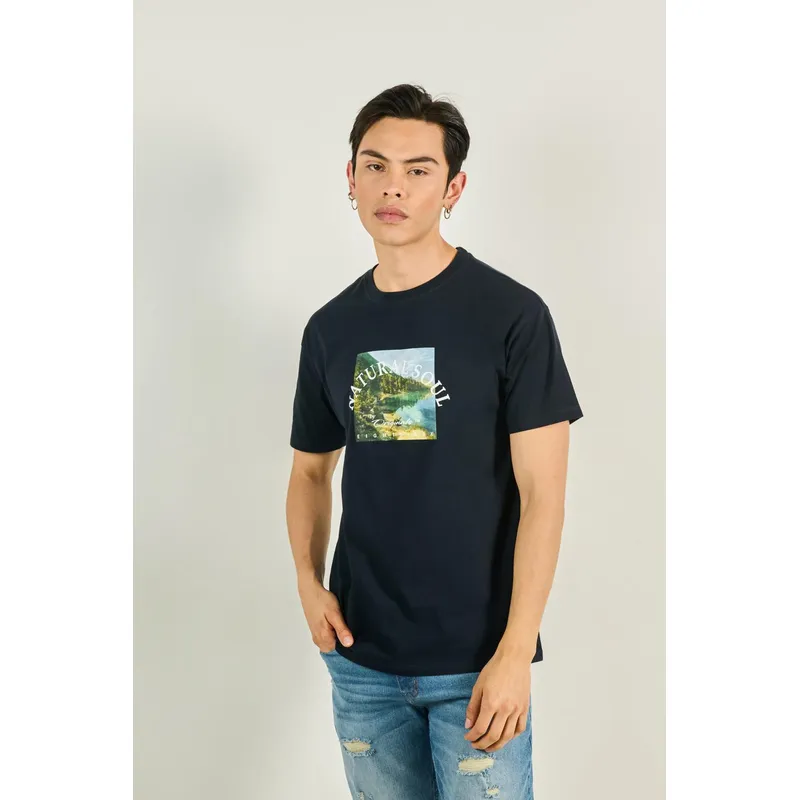 KOAJ - KOAJ Camiseta unicolor para hombre, confeccionada en suave t Hombre