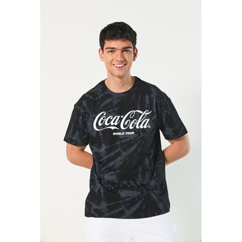 KOAJ - KOAJ Camiseta para hombre manga corta negra con efecto tie dye HOMBRE