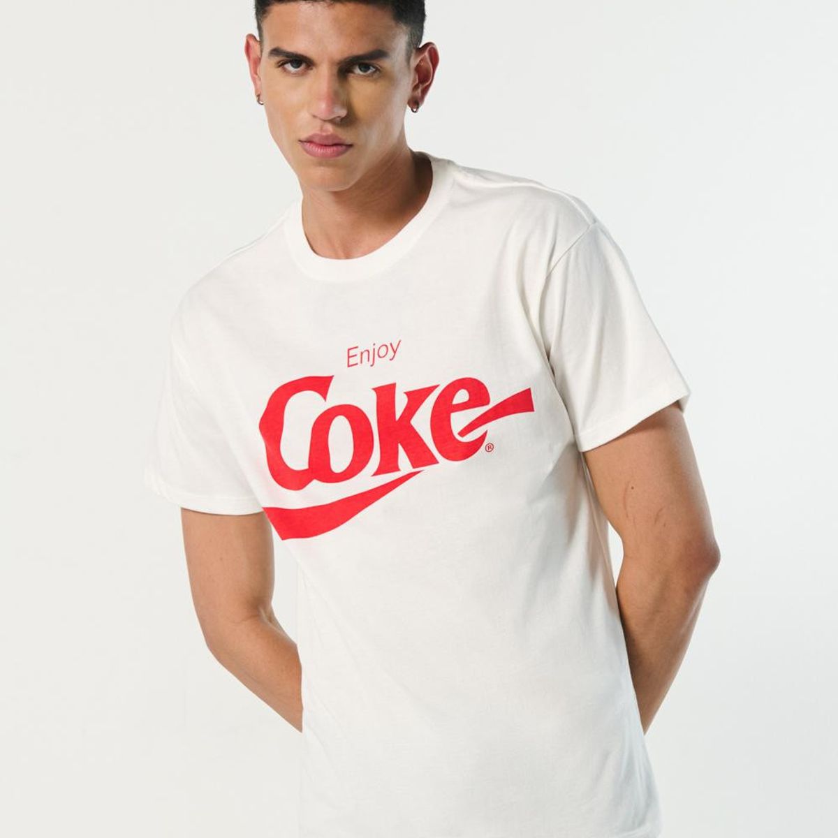 KOAJ - KOAJ Camiseta para hombre cuello redondo crema clara cuenta  Hombre