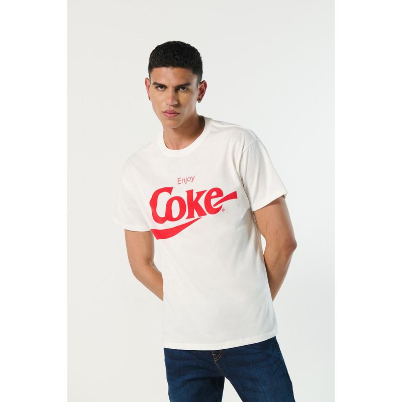 KOAJ - KOAJ Camiseta para hombre cuello redondo crema clara cuenta co HOMBRE