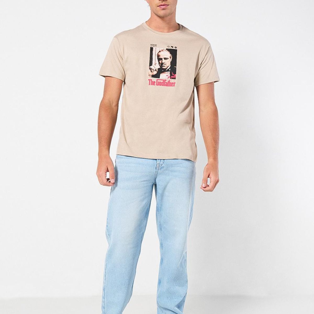 KOAJ - KOAJ Camiseta kaki cuello redondo con diseño del Padrino Hombre