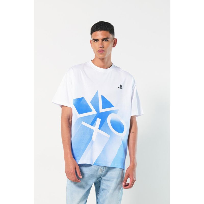 KOAJ - KOAJ Camiseta blanca manga corta con diseños de PlayStation Hombre