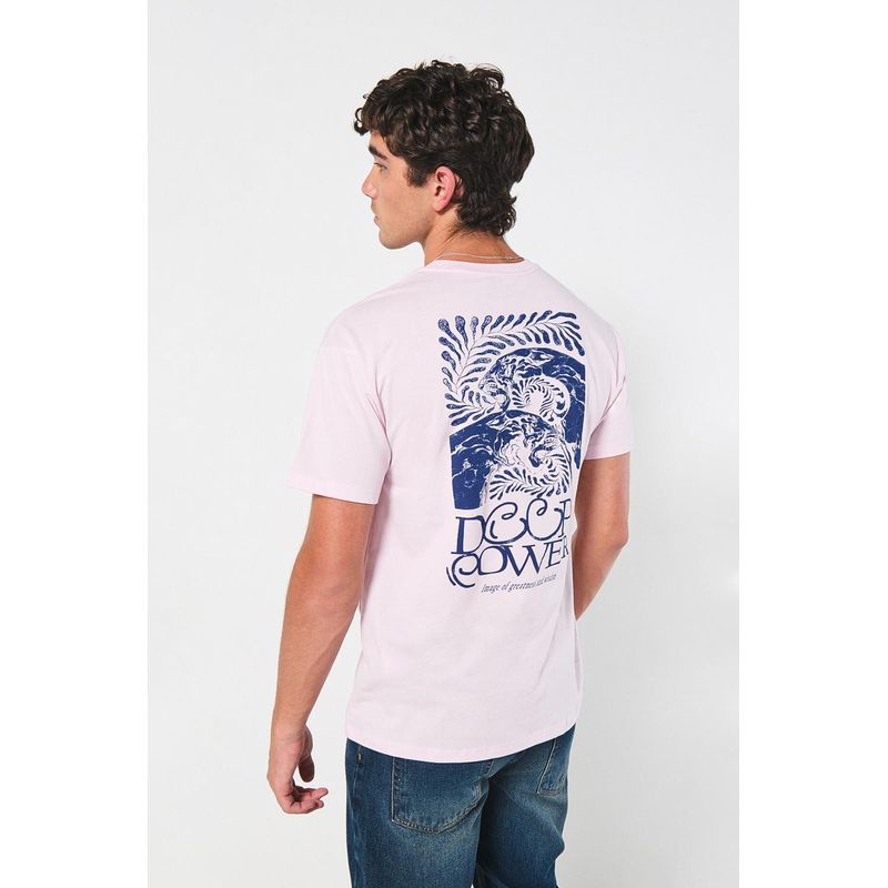 KOAJ - KOAJ Camiseta rosada cuello redondo con artes de naturaleza Hombre
