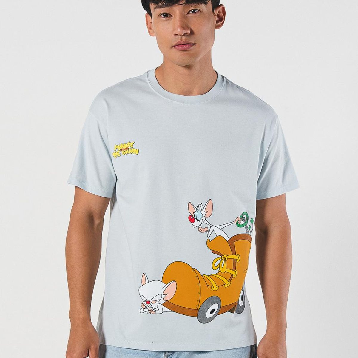 KOAJ - KOAJ Camiseta de Pinky y Cerebro azul clara con manga corta Hombre