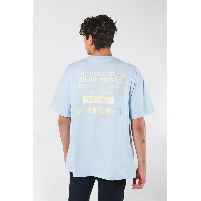 KOAJ - KOAJ Camiseta oversize azul con textos estampados y manga cort HOMBRE