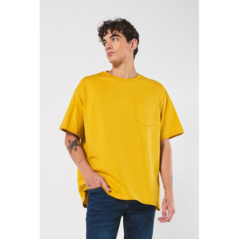KOAJ - KOAJ Camiseta Oversize para hombre con bolsillo y proceso garm HOMBRE