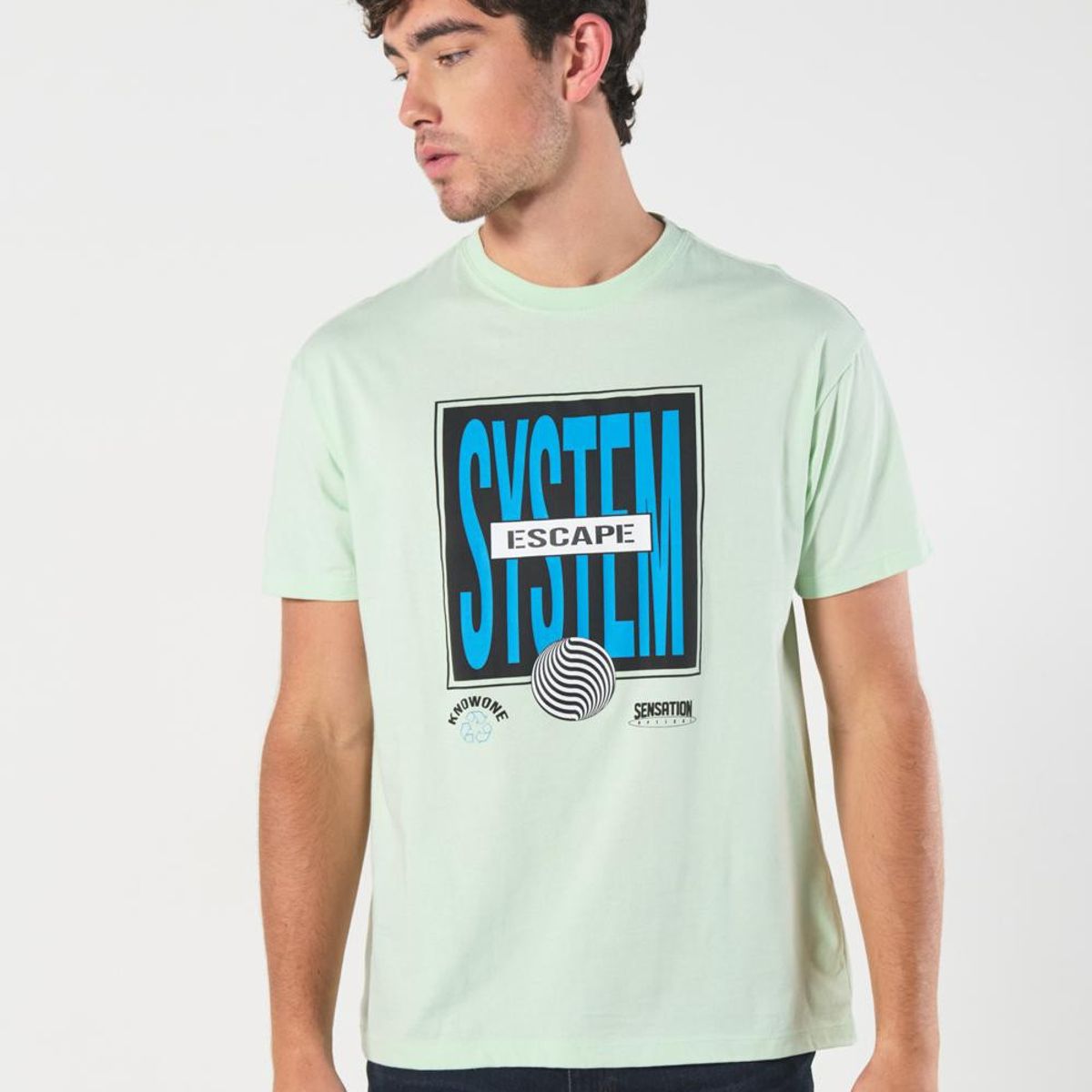 KOAJ - KOAJ Camiseta unicolor en algodón manga corta con arte futu Hombre