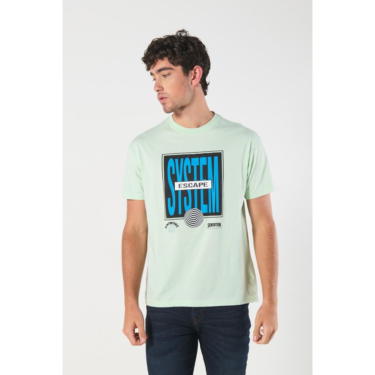 KOAJ - KOAJ Camiseta unicolor en algodón manga corta con arte futu Hombre