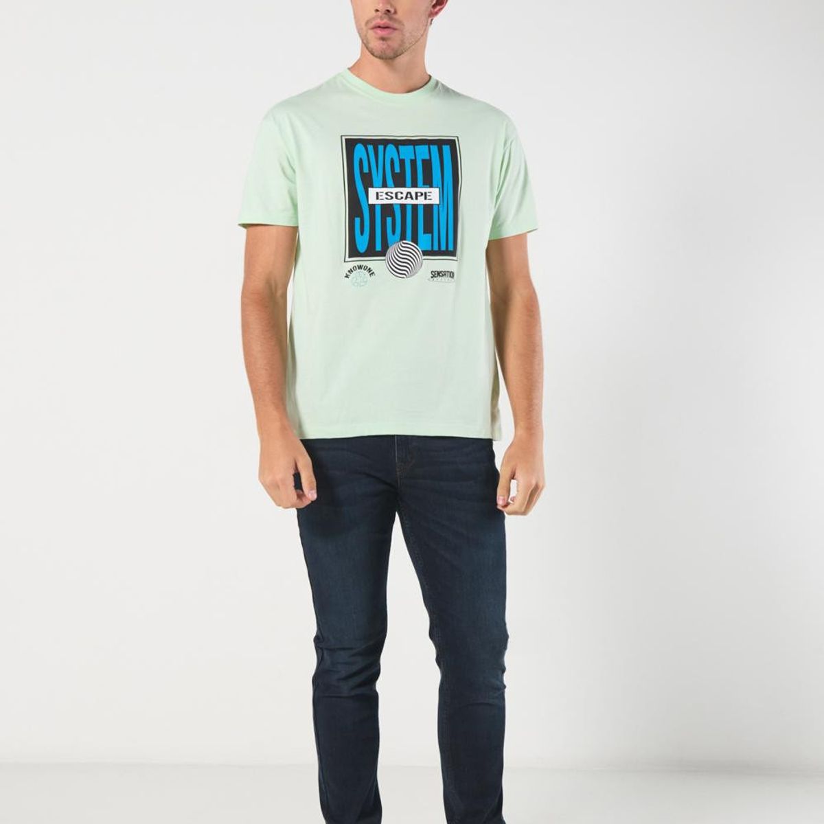 KOAJ - KOAJ Camiseta unicolor en algodón manga corta con arte futu Hombre