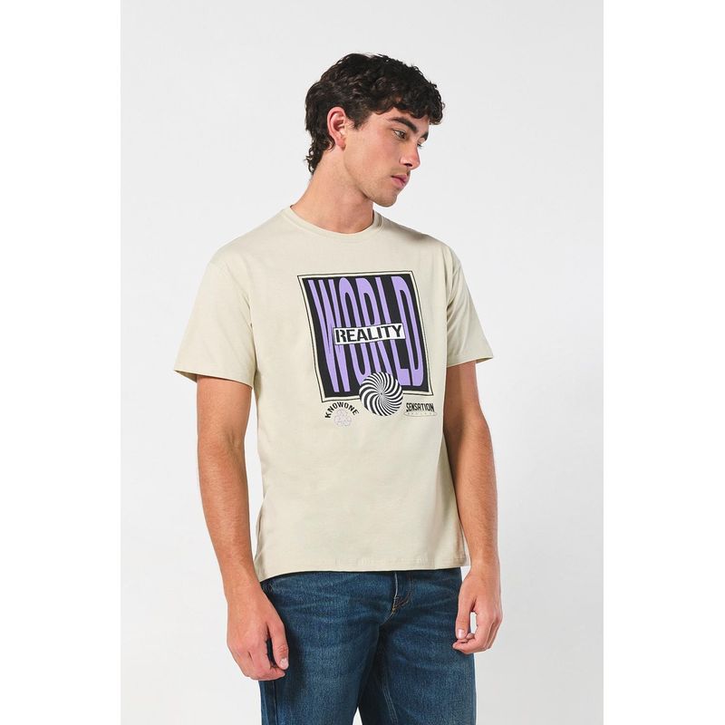 KOAJ - KOAJ Camiseta unicolor estampada en algodón con manga corta HOMBRE