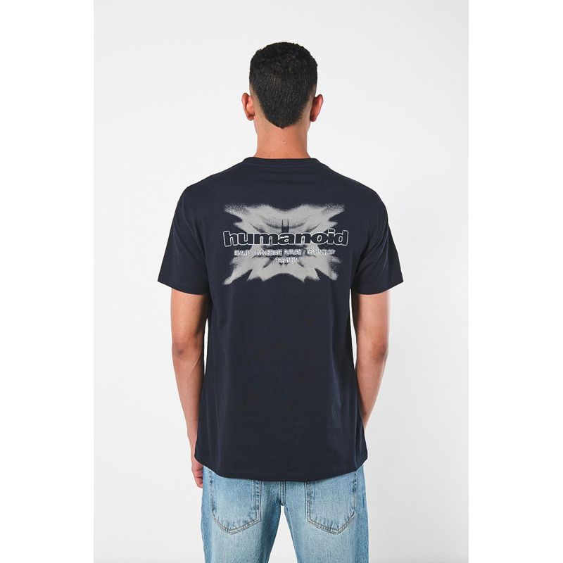 KOAJ - KOAJ Camiseta azul en algodón estampada cuello redondo HOMBRE