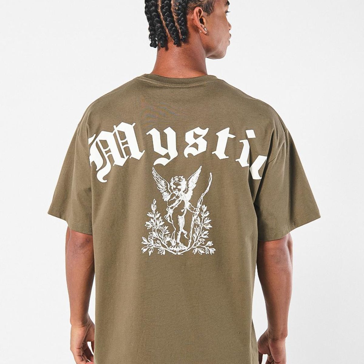 KOAJ - KOAJ Camiseta verde manga corta oversize con diseño místico Hombre