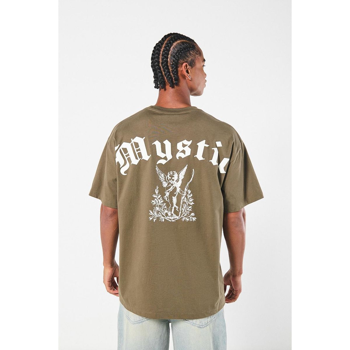 KOAJ - KOAJ Camiseta verde manga corta oversize con diseño místico Hombre