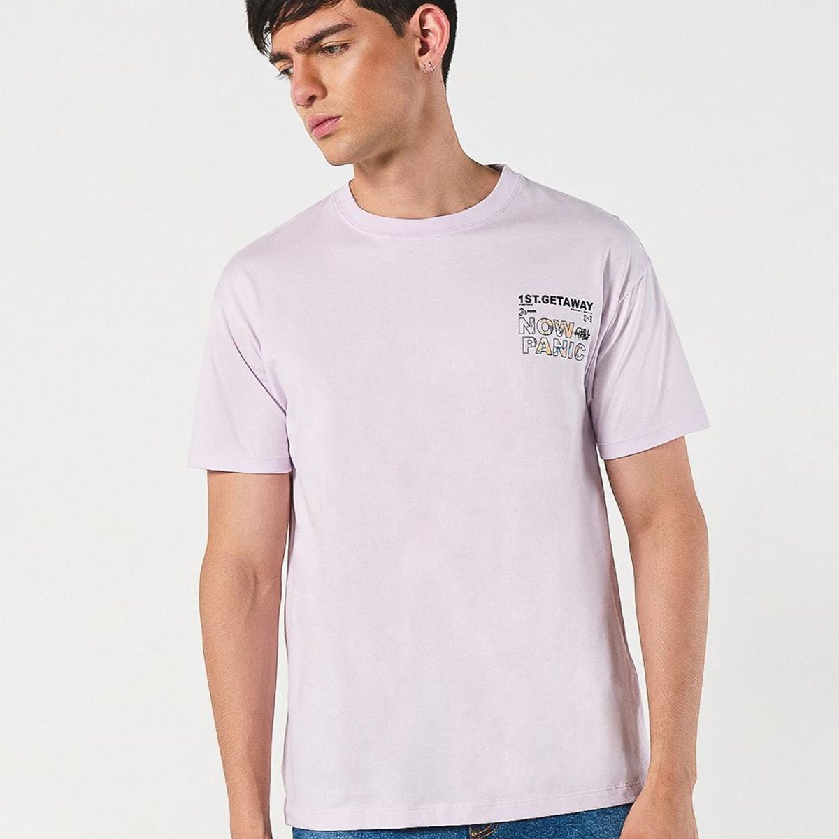 KOAJ - KOAJ Camiseta unicolor manga corta con diseños futuristas Hombre