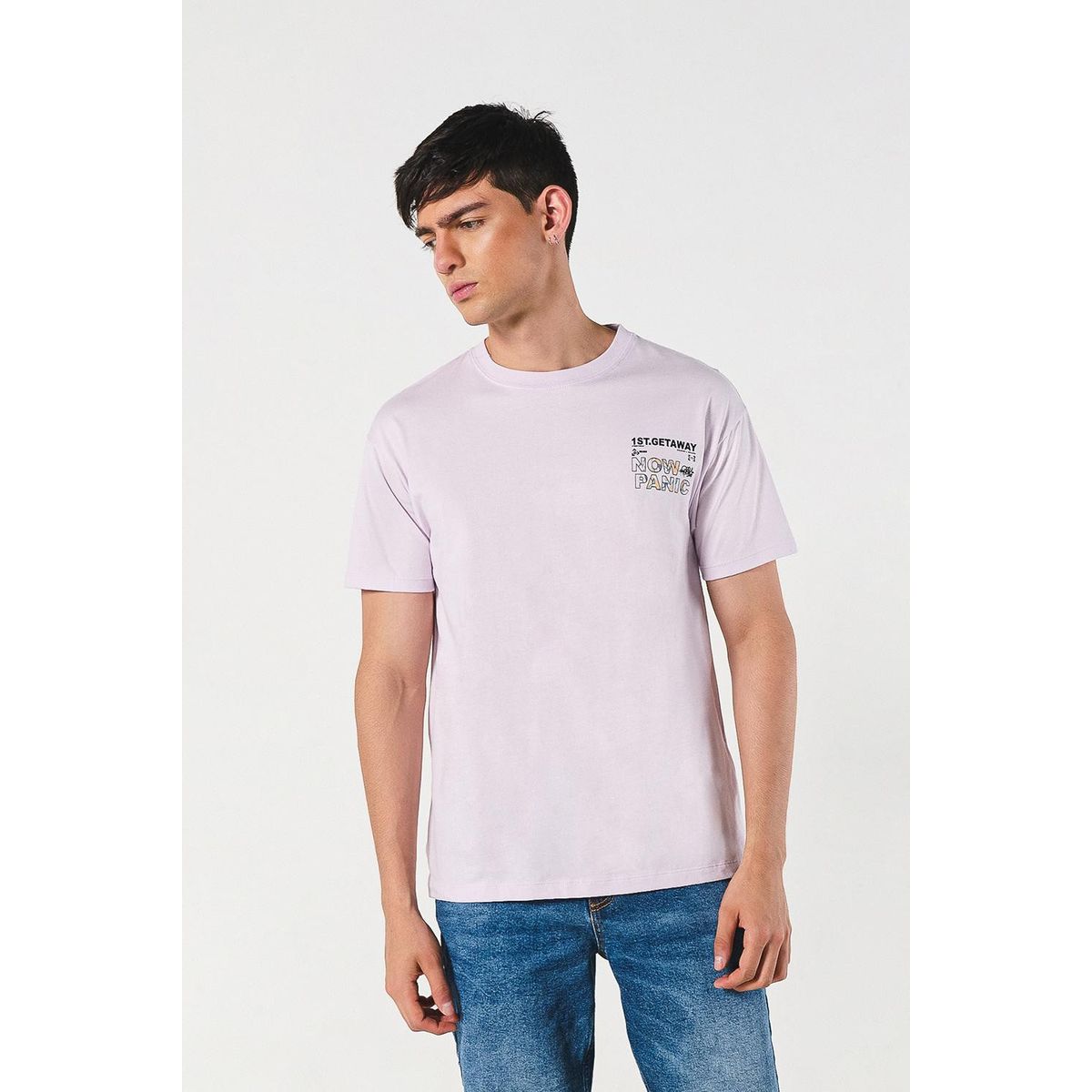 KOAJ - KOAJ Camiseta unicolor manga corta con diseños futuristas Hombre