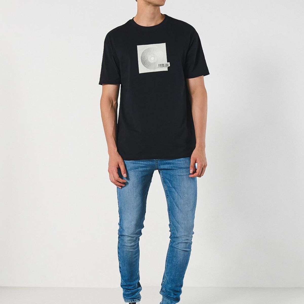 KOAJ - KOAJ Camiseta unicolor manga corta con diseño de disco Hombre