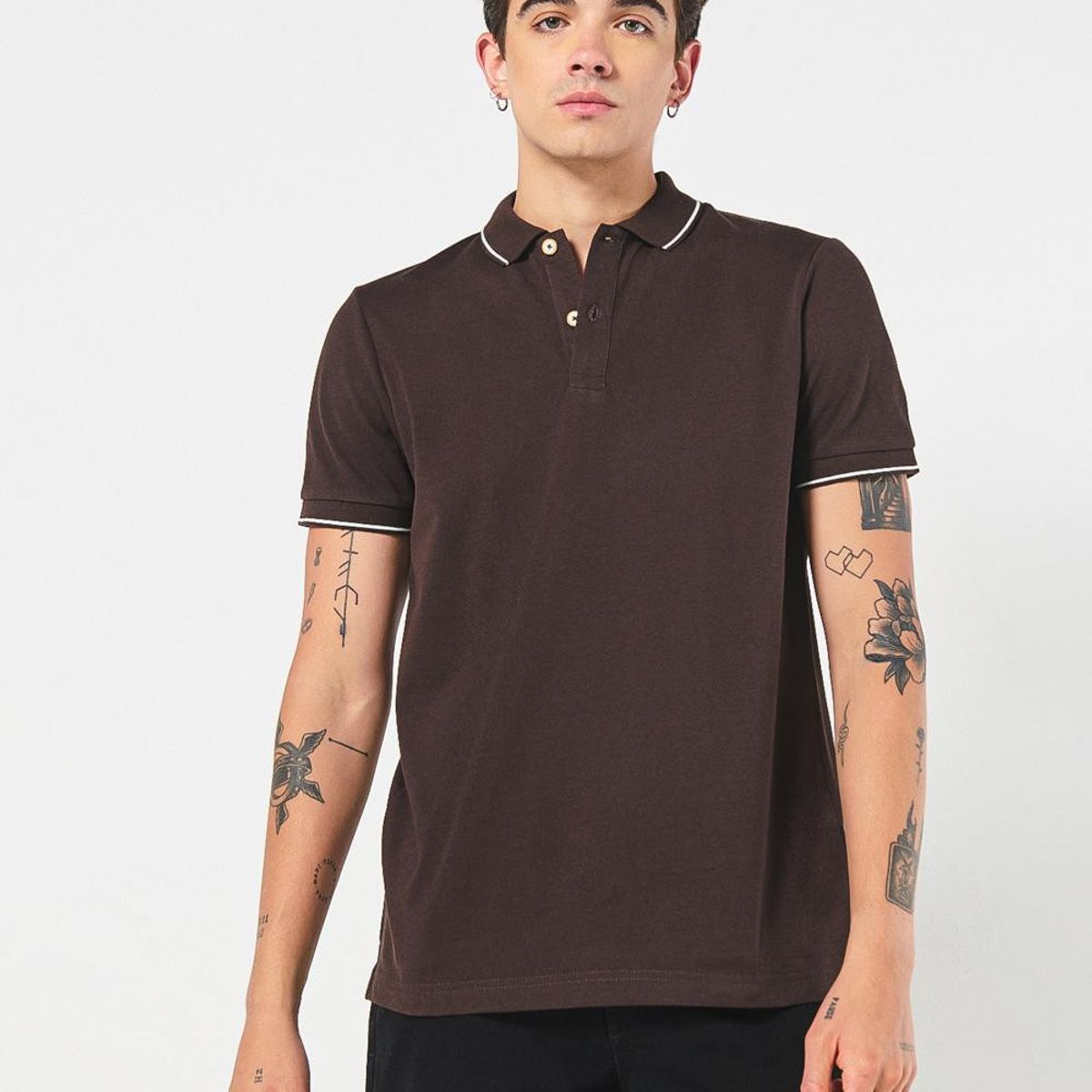 KOAJ - KOAJ Camiseta manga corta polo unicolor con doble botón en f Hombre