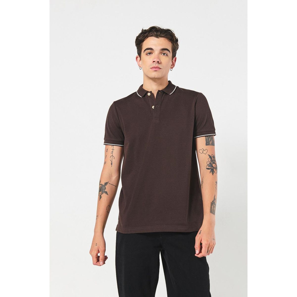 KOAJ - KOAJ Camiseta manga corta polo unicolor con doble botón en f Hombre