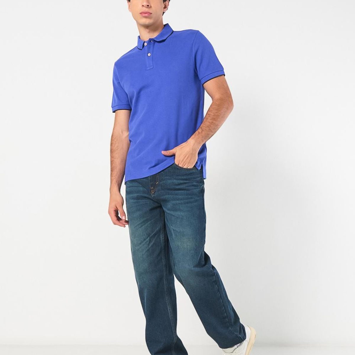 KOAJ - KOAJ Camiseta polo unicolor con doble botón y manga corta Hombre