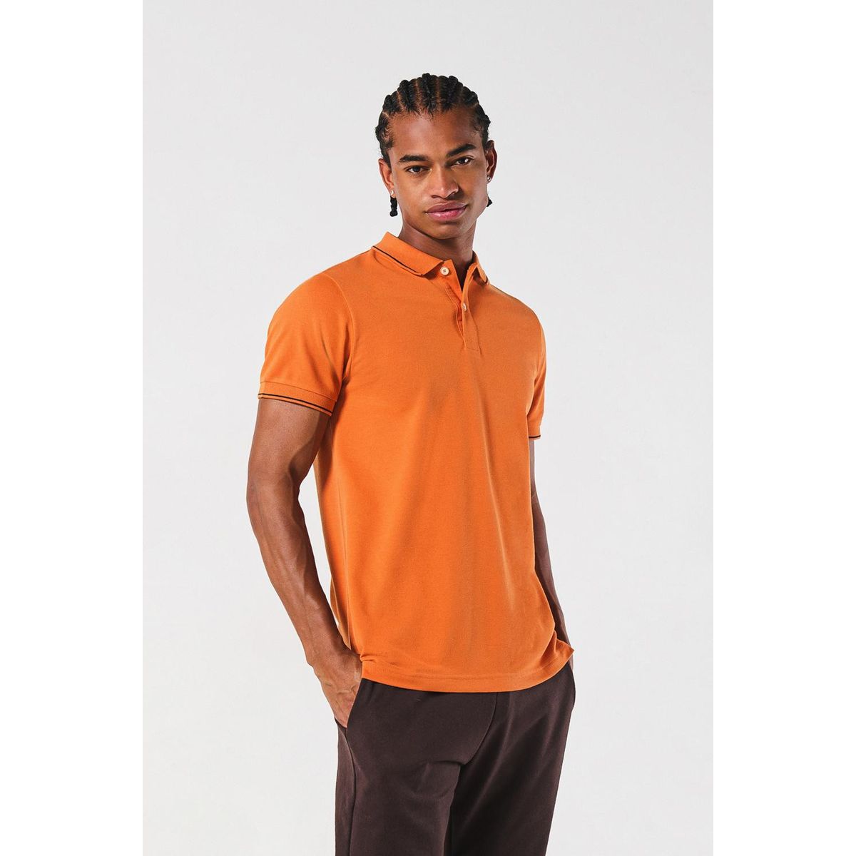 KOAJ - KOAJ Camiseta manga corta polo unicolor con doble botón en f Hombre