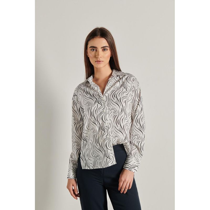 KOAJ - KOAJ Blusa estampada unicolor oversize con manga larga Mujer