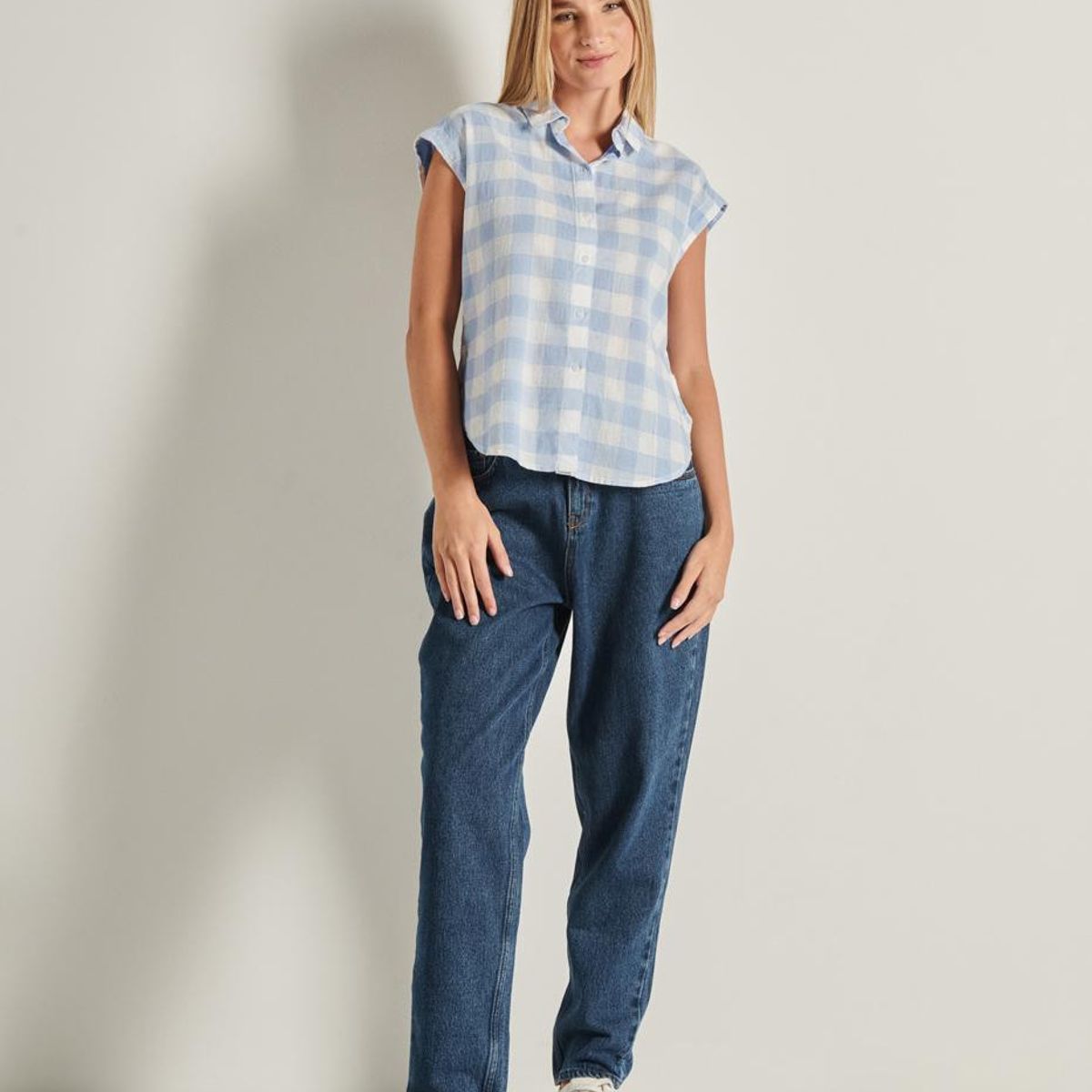 KOAJ - KOAJ Blusa manga corta unicolor para mujer cuenta con cuello Mujer