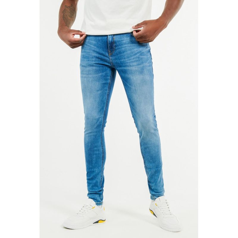 KOAJ - KOAJ Jean súper skinny azul medio tiro bajo con detalles deste HOMBRE