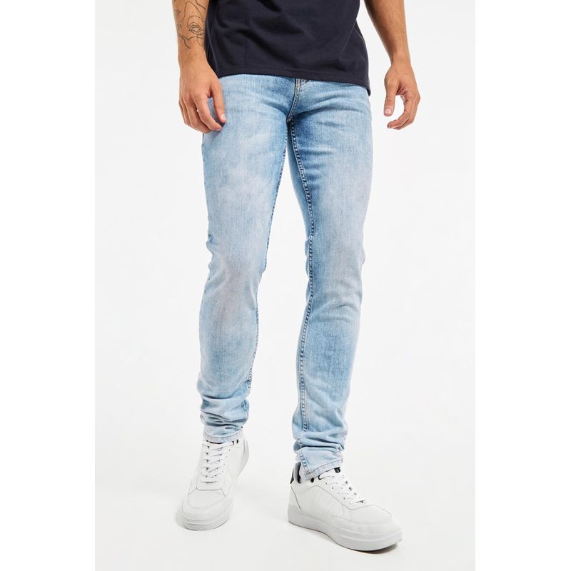 KOAJ - KOAJ Jean slim azul claro tiro bajo con efectos desteñidos y 5 HOMBRE