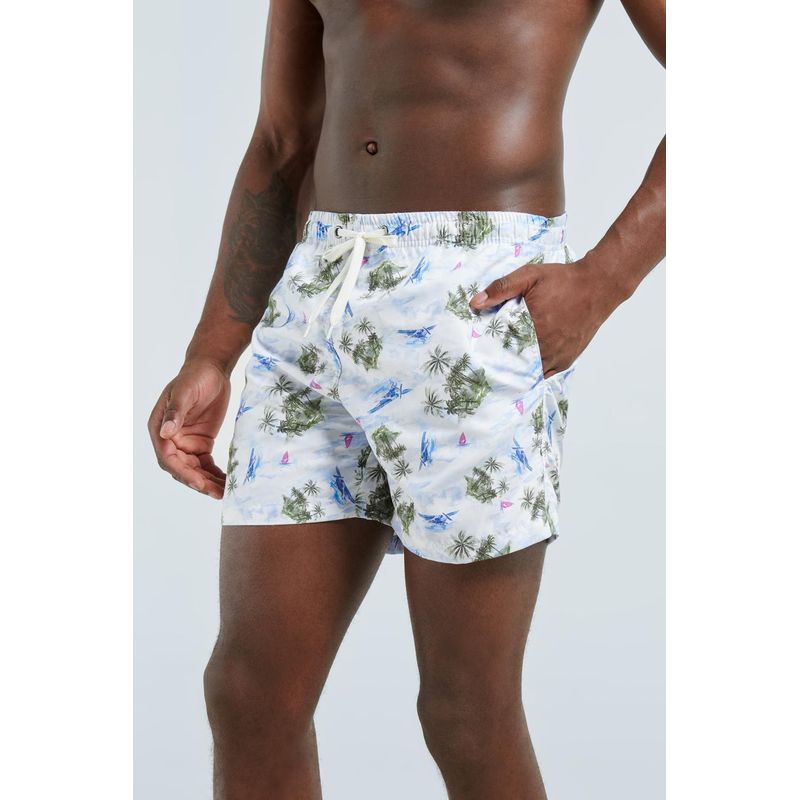 KOAJ - KOAJ Bermuda crema clara tipo playera para hombre cuenta con d HOMBRE