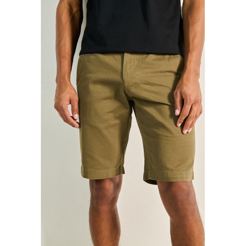 KOAJ - KOAJ Bermuda unicolor en dril para hombre, confeccionada en te HOMBRE