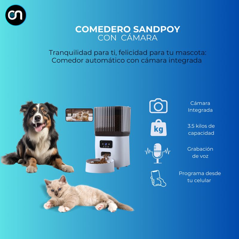 GENERICO - Dispensador comedero mascotas con cámara 1080p
