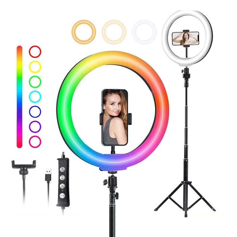GENERICO - Anillo Aro de Luz 36cm RGB / 3 tonos blancos